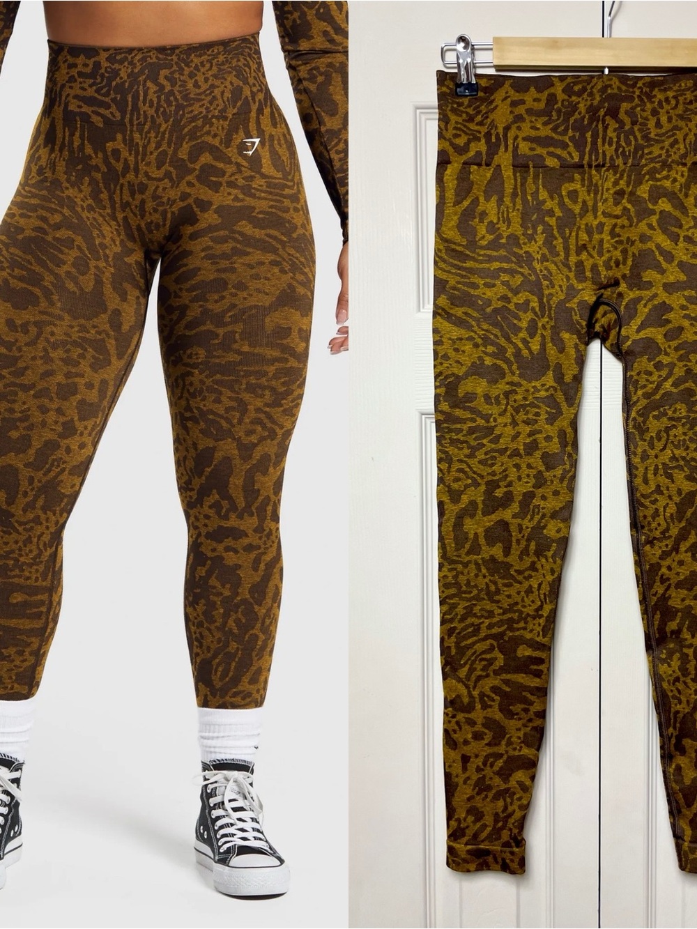 Women’s Gymshark Adapt Safari Seamless Leggings - Archive Brown/Burnt Yellow Med
